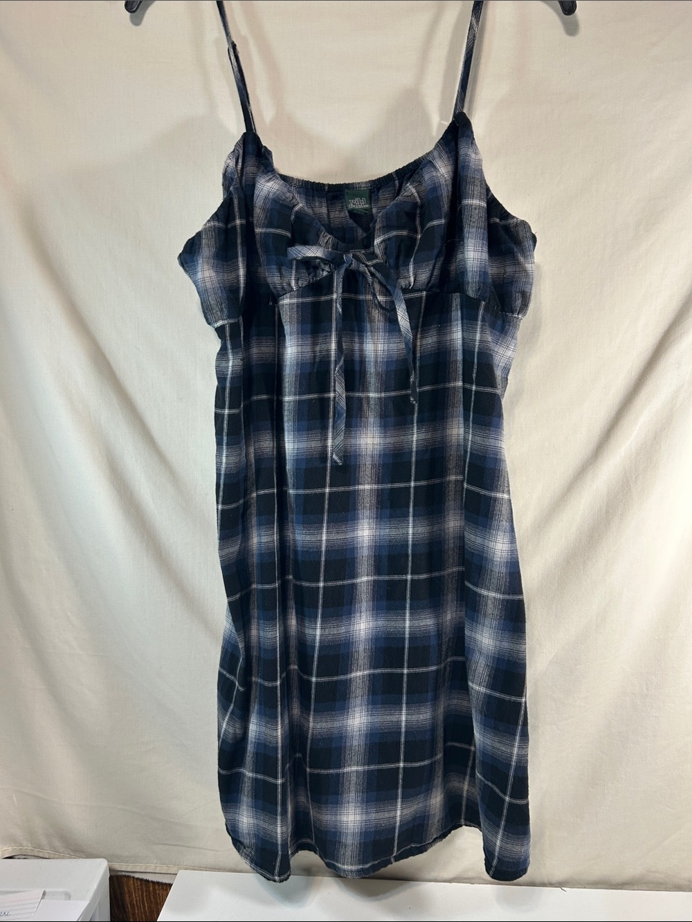 Wild Fable Women’s Plaid Tie-Front Spaghetti Strap Dress - Blue
